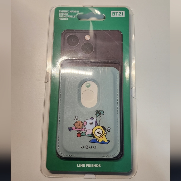 Official Line Friends BT21 Phone Wallet Cooky Mang and Chimmy - Picture 1 of 5